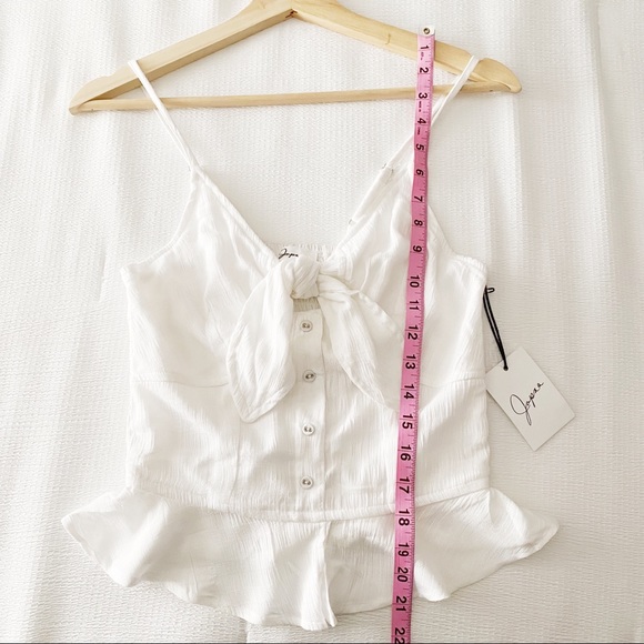 NWT White Cropped Peplum Tied Chest Tank Top - Picture 4 of 8